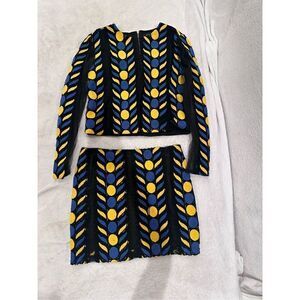 Endless Rose set long sleeve top and mini skirt blue black and yellow size M wom
